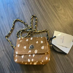 NWT Moncler Bethanie Borsa Tan/White Pony Hair Cross Body Bag